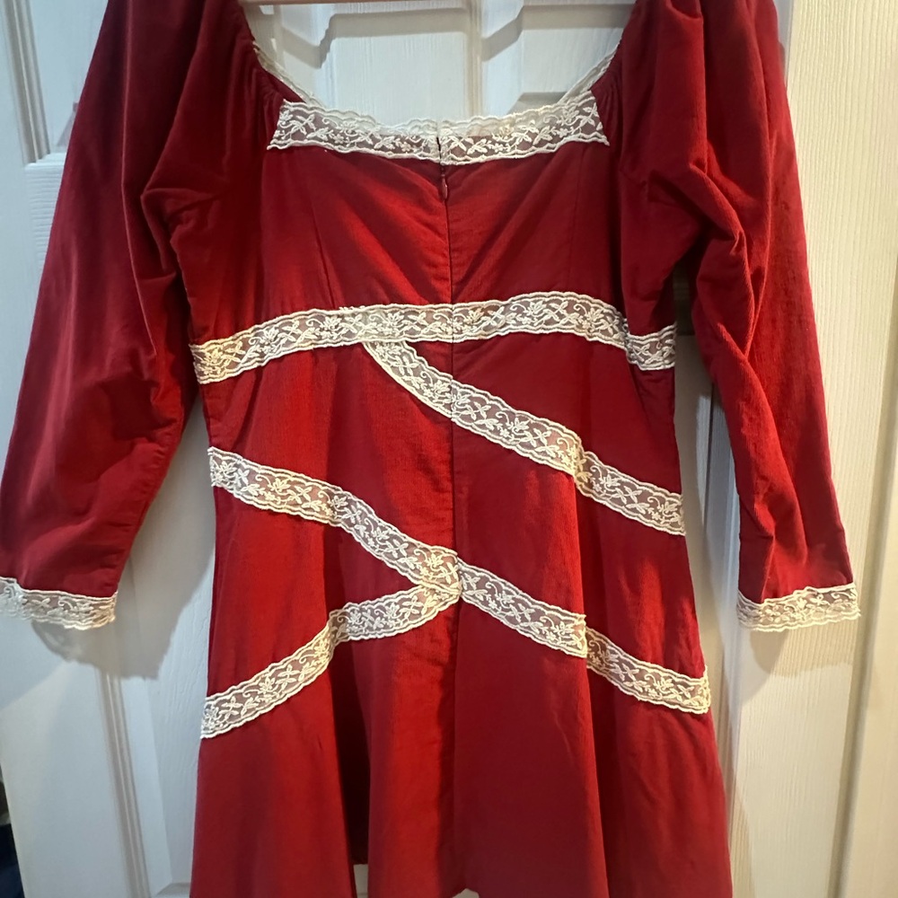 Free People Red Dress with White Lace Detail - Picture 2 of 8